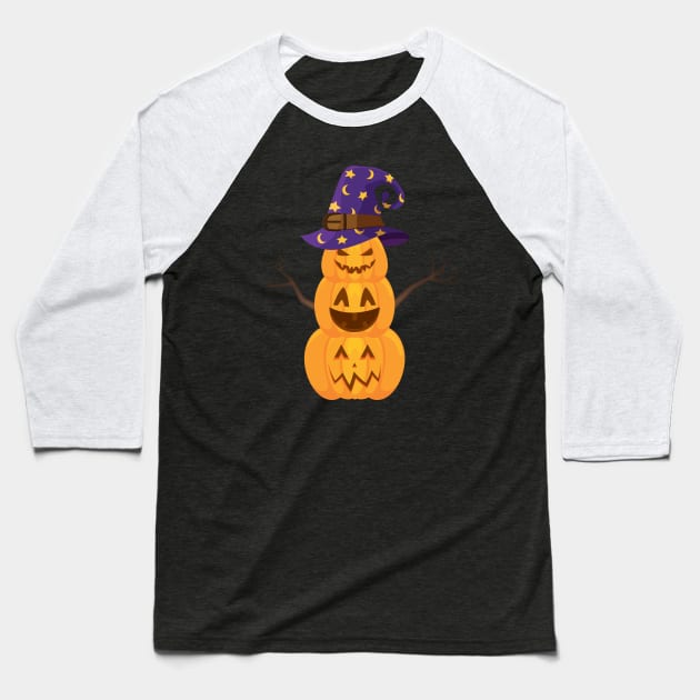 Halloween Pumpkin Snowman Witch Hat Boys Kids Girls Gift Baseball T-Shirt by foxmqpo